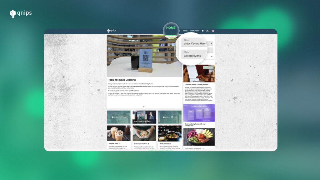 Here you can see the catering portal, which shows your location in the menu bar and your location on subpages.